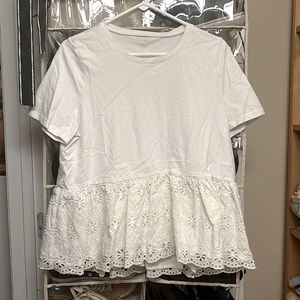 Kate Spade Broome Street Peplum White T-Shirt